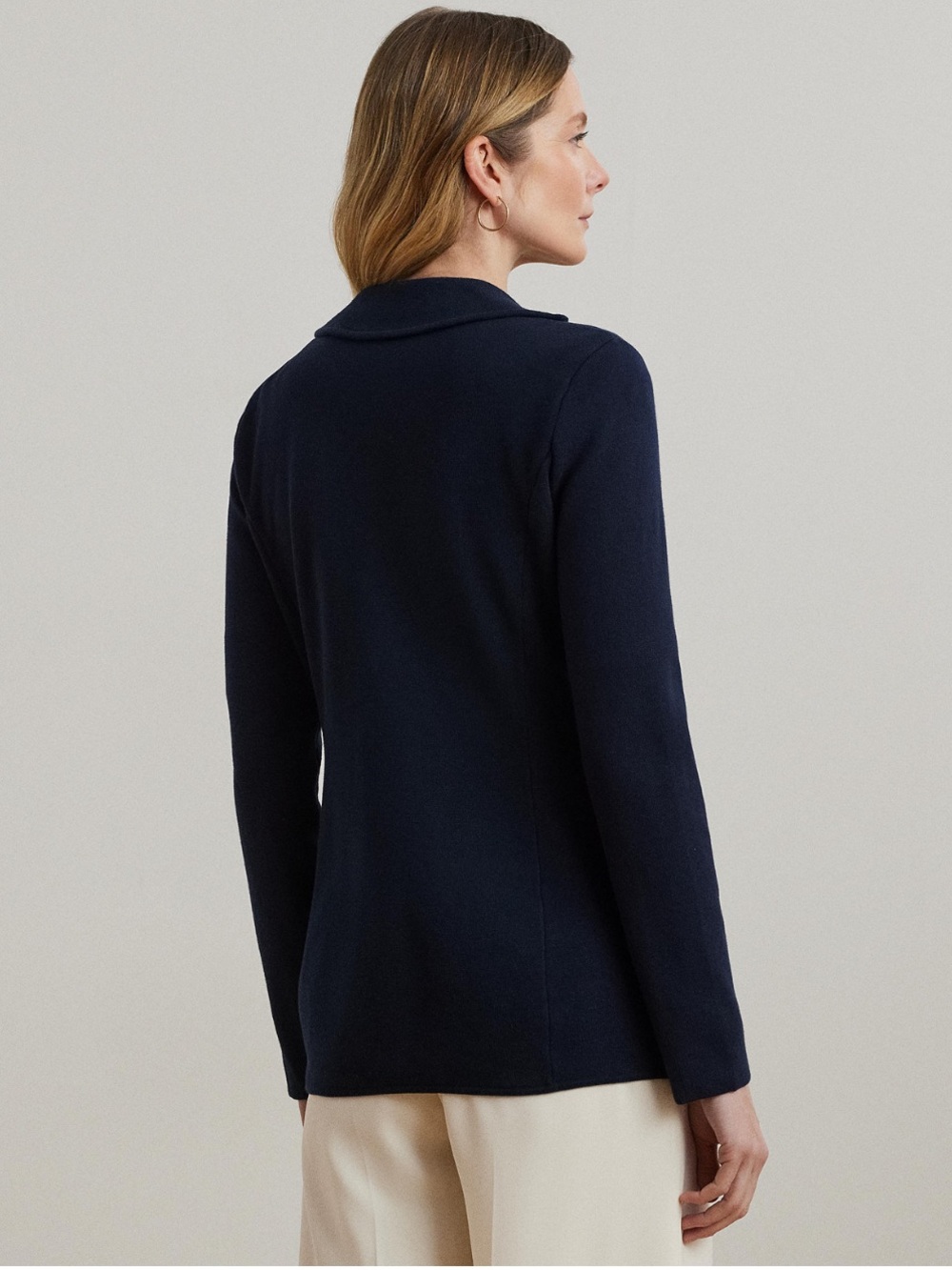 NEW Lauren Ralph Lauren Sweater Knit Blazer Navy, Size M - Picture 5 of 6